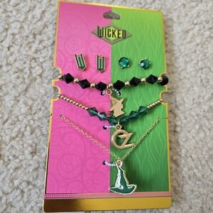 Wicked 5 PACK Exclusive Elphaba Jewelry Set - 2 Earrings 2 Bracelets 1 Necklace
